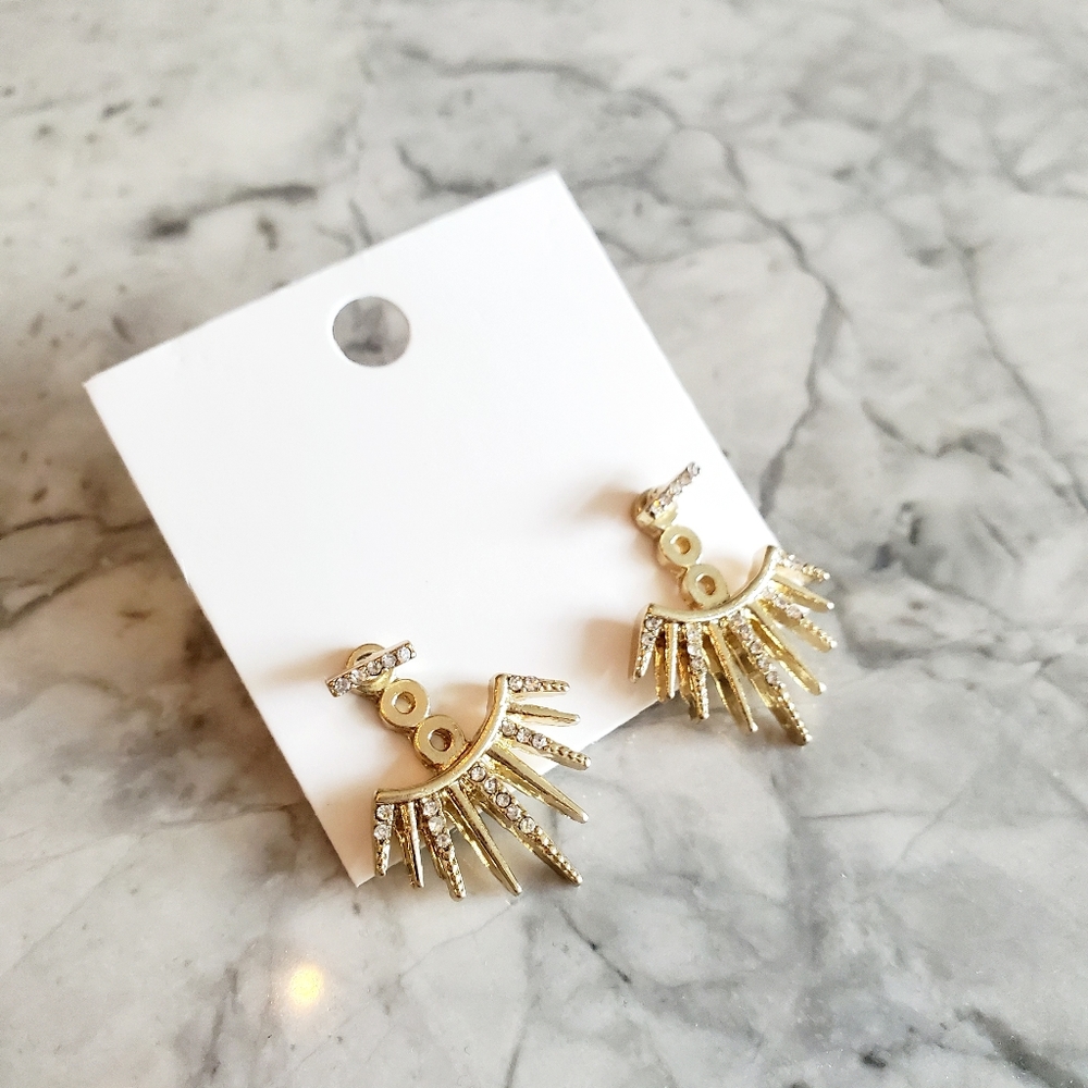 Geometric gold Earring ear jacket Aztec st…